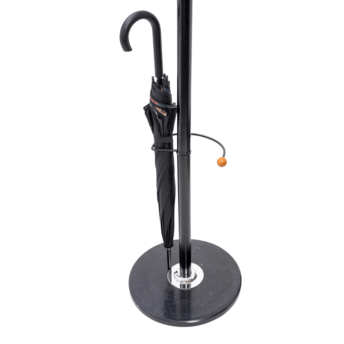 Coat Rack Stand With Heavy Duty Black Metal & Beech Wood Ball - Solid Marble Base - Hangersforless