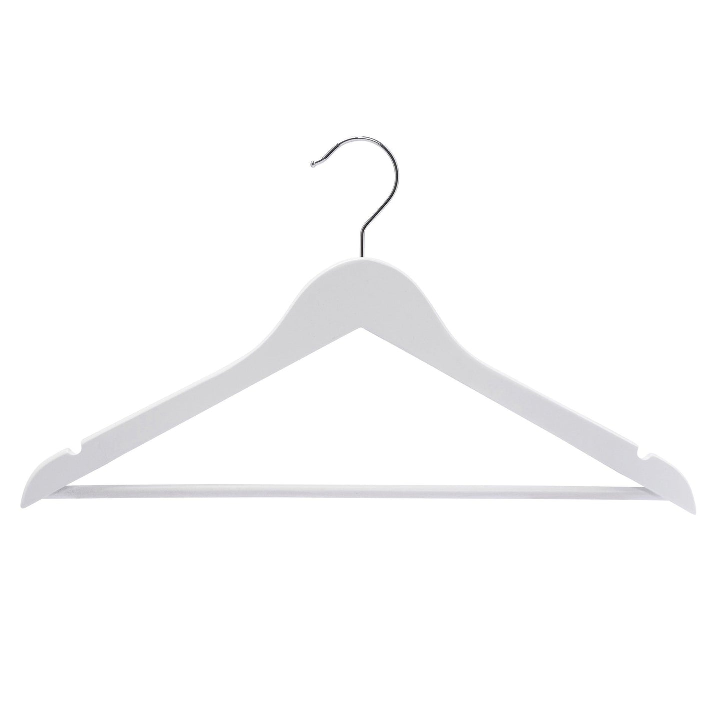 White Wood Suit Hangers With Bar 43cm X 12mm Thick (Sold in 20/50/100) - Hangersforless