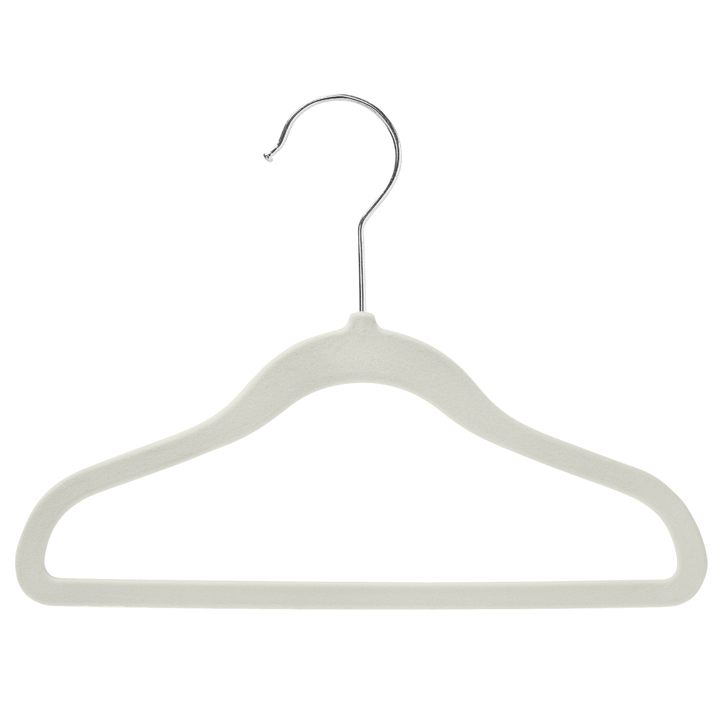 Baby Size Off-White Velvet Coat Hangers - 30cm - With Chrome Hook (Sold in Bundles of 50/100)