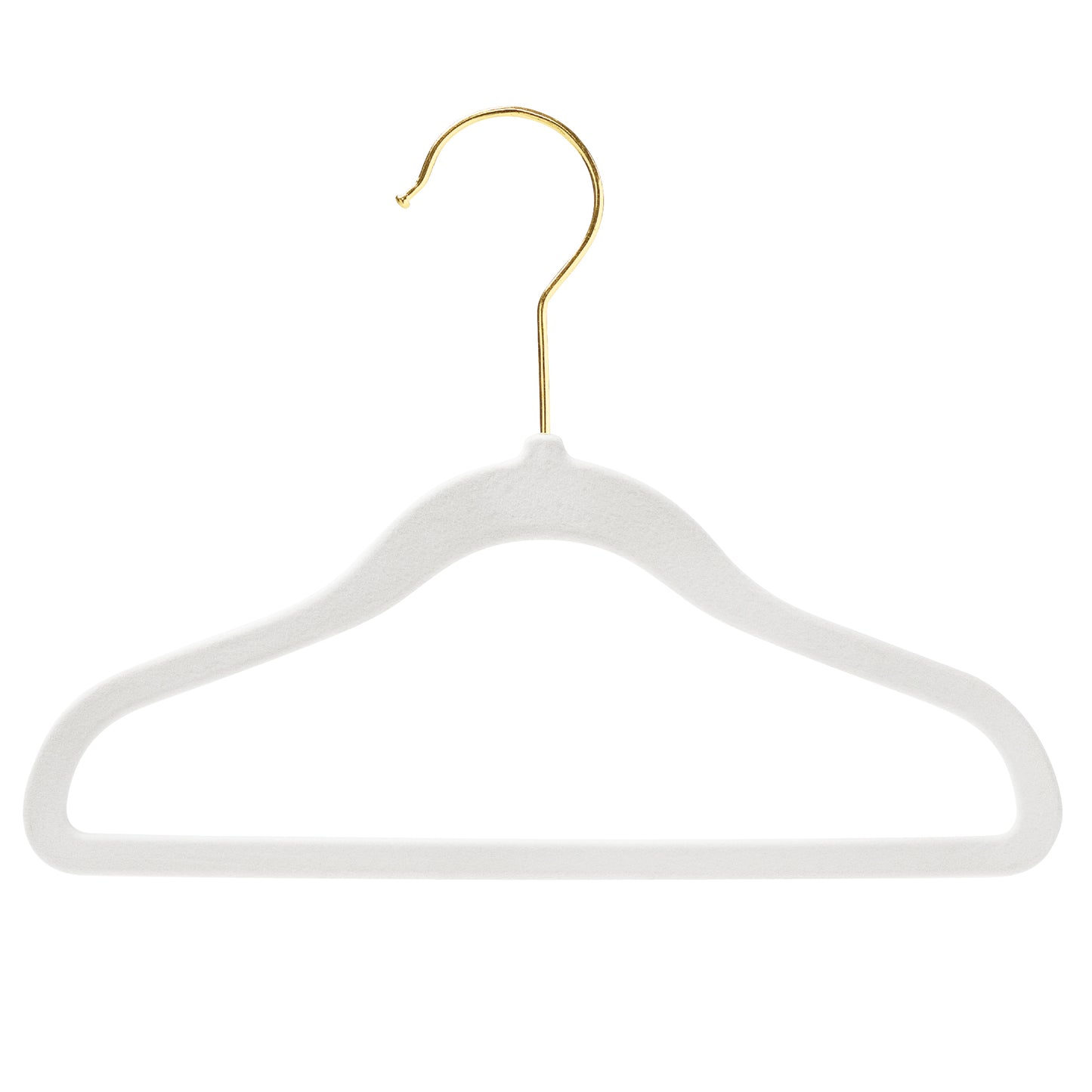 Baby Size White Velvet Coat Hangers - 30cm - With Gold Hook (Sold in Bundles of 50/100)