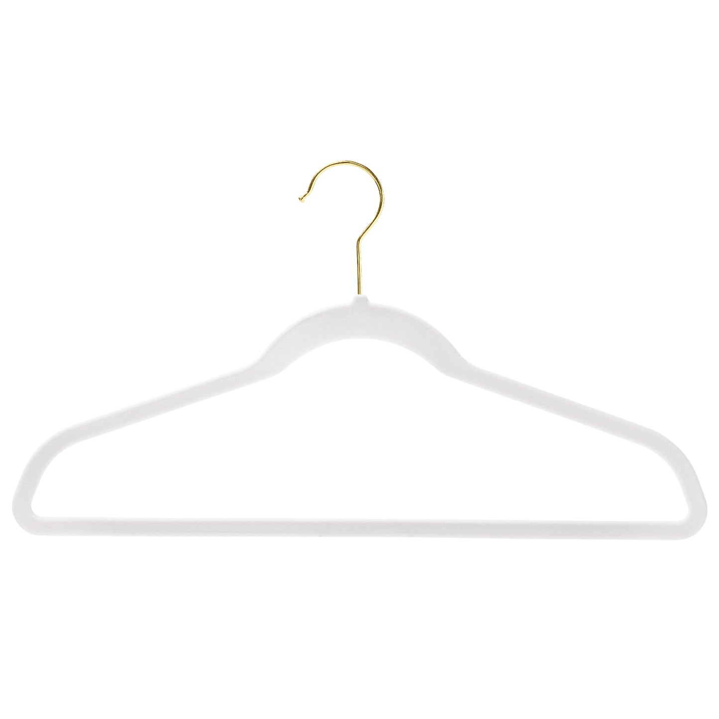 White Velvet Coat Hangers - 44.5cm - With Gold Hook (Sold in Bundles of 50/100)