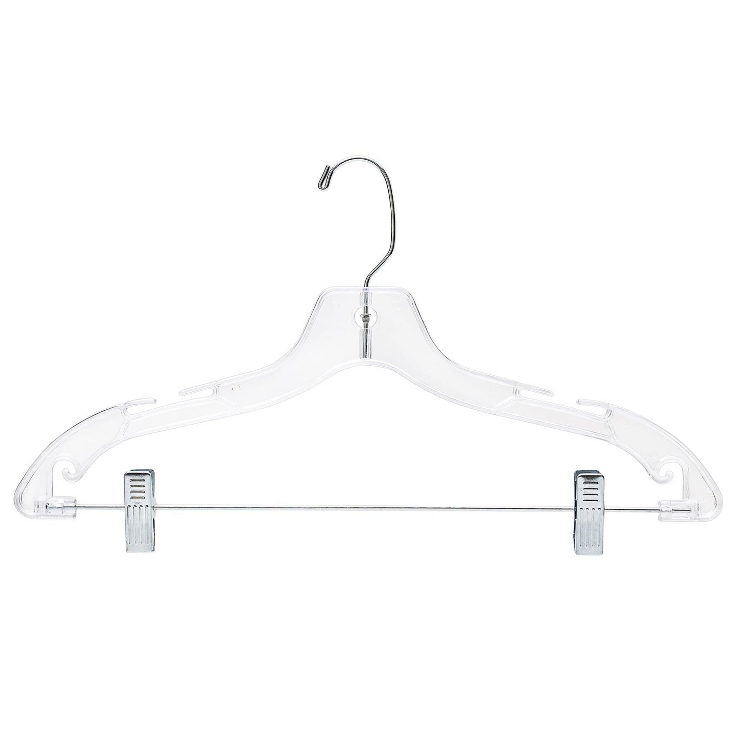 Clear Plastic Coat Hanger - 43cm - With Clips (Sold in Bundles of 25/50/100) - Hangersforless