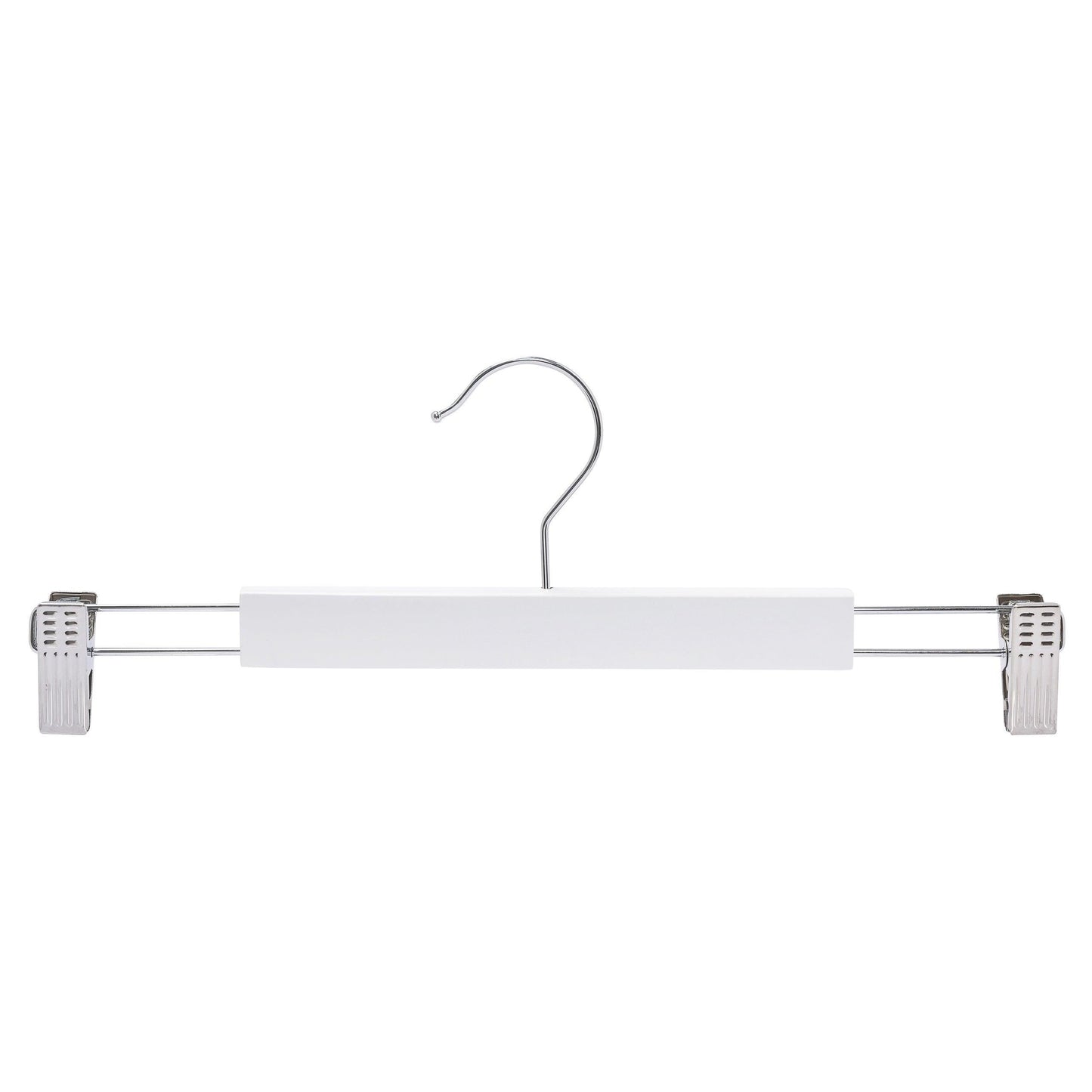 White Wooden Pant Hanger With Clips 35.5cm X 12mm Thick (Sold in 25/50/100) - Hangersforless