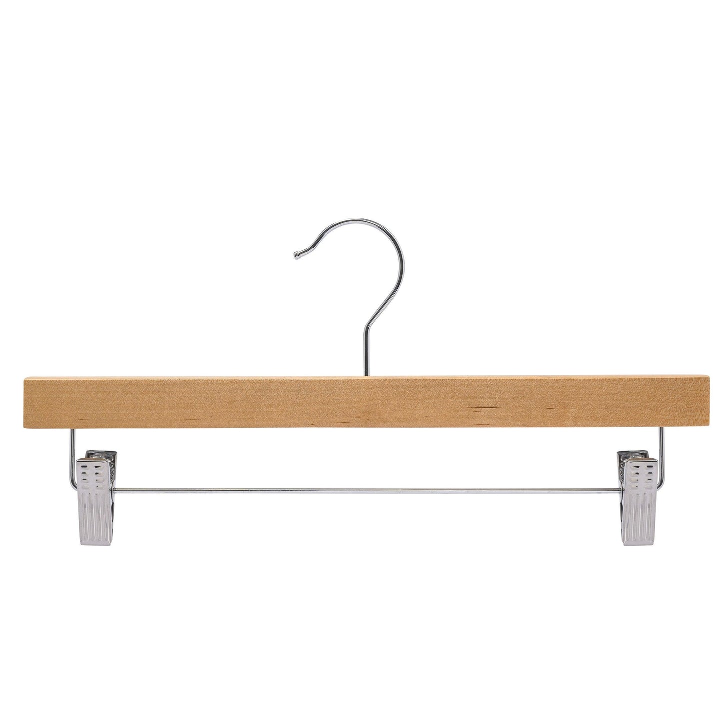 Natural Wood Hangers With Clips 35.5cm X 12mm Thick (Sold in 25/50/100) - Hangersforless