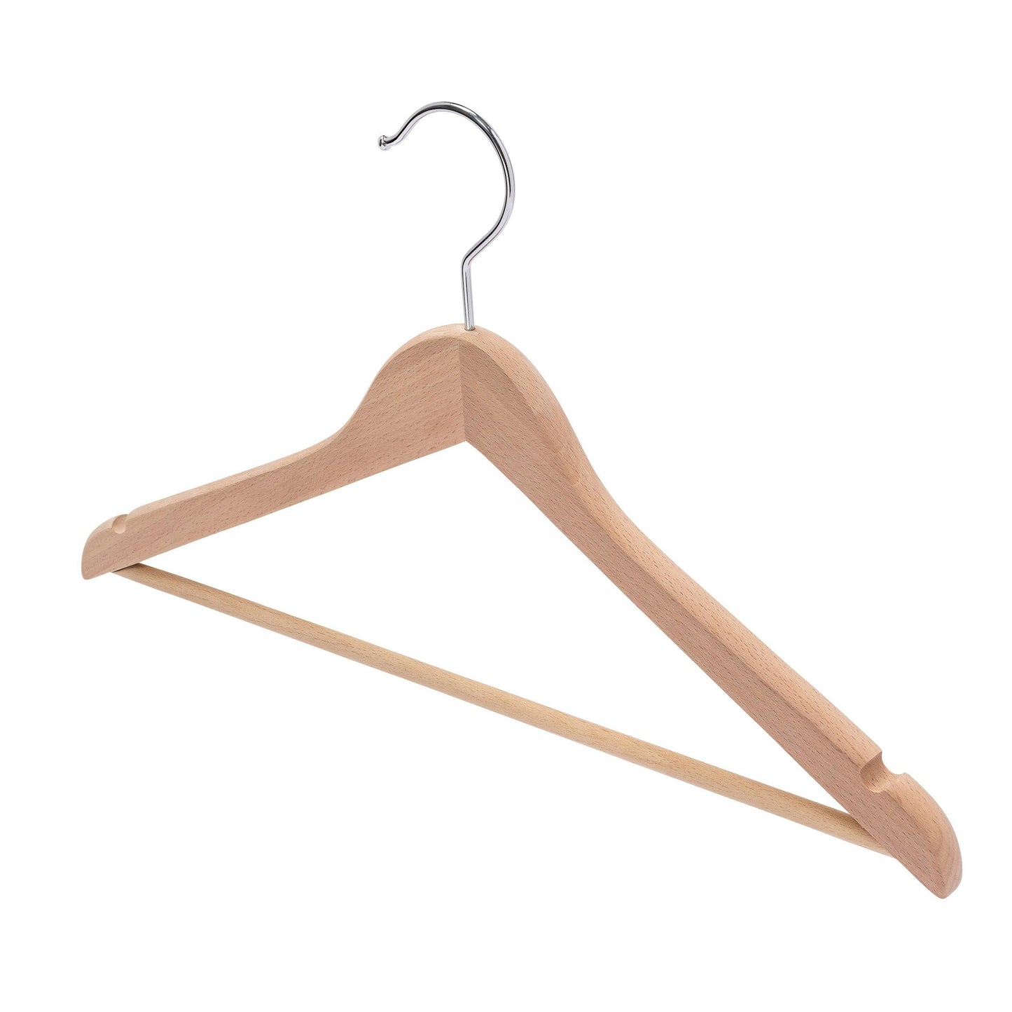 European Beech Wood Coat Hanger NO Varnish - 43CM X 15mm Thick (Sold in 10/20/50) - Hangersforless