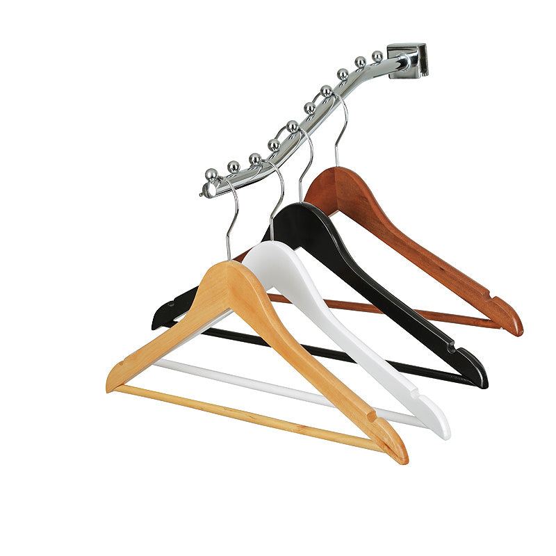Natural Wood Suit Hangers With Bar - 44.5cm X 12mm Thick (Sold in 20/50/100) - Hangersforless
