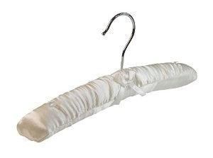Baby Size Padded Coat Hangers With Chrome Hook - Ivory Satin - 25cm X 35mm Thick (Sold in Bundles of 25/50) - Hangersforless