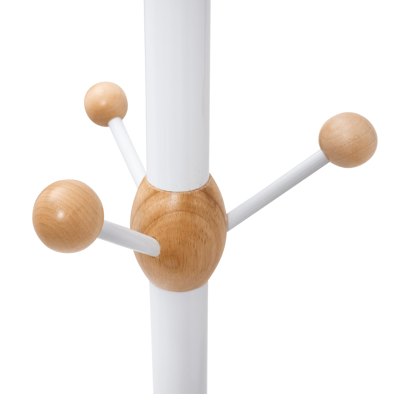 Coat Rack With Heavy Duty White Metal & Beech Wood Ball -- Solid Marble Base - Hangersforless