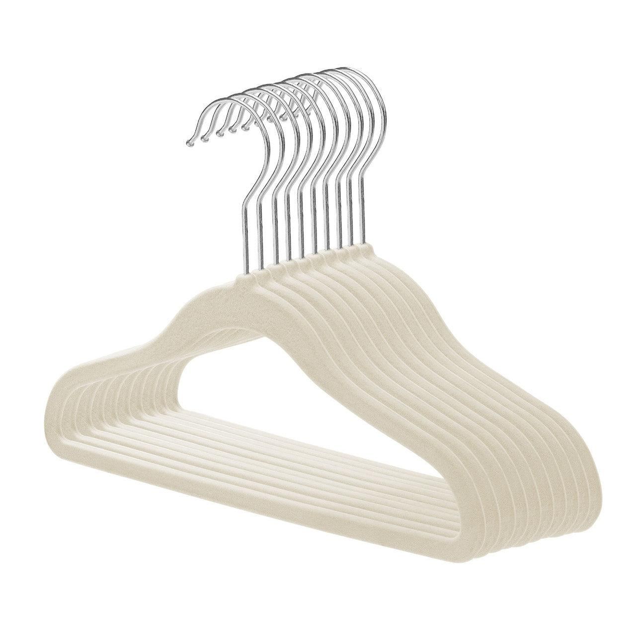 Baby Size Ivory Velvet Coat Hangers 30cm With Chrome Hook