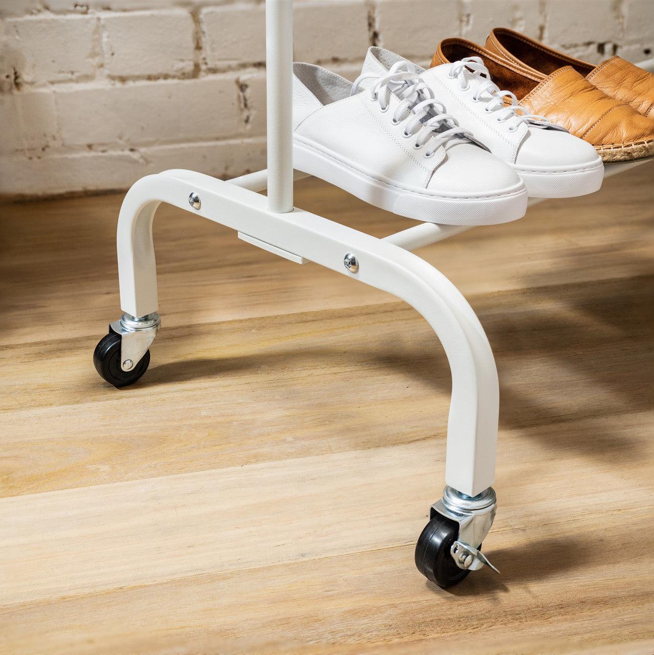 Clothes Rack with Extra Thick Tube - White - 50kgs Weight Capacity - Durable Wheels Sold in 1/3/5 - Hangersforless