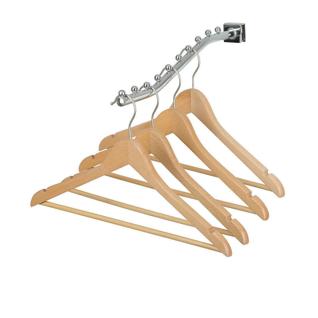 European Premium Beech Wood Coat Hanger NO Varnish - 43CM X 15mm Thick (Sold in 5/10/25) - Hangersforless