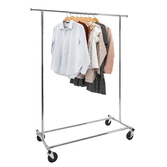 Standard Metal Clothes Rack -100kgs Weight Capacity - Heavy Duty With Four Large Rubber Casters - Hangersforless
