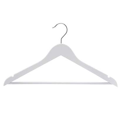White Wood Suit Hangers With Bar 43cm X 12mm Thick (Sold in 20/50/100) - Hangersforless