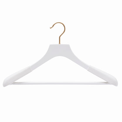 Luxury White Wood Coat Hanger With Bar - 45cm X 50mm Thick Shoulders with White Velvet Coating Sold 2/6/10/20
