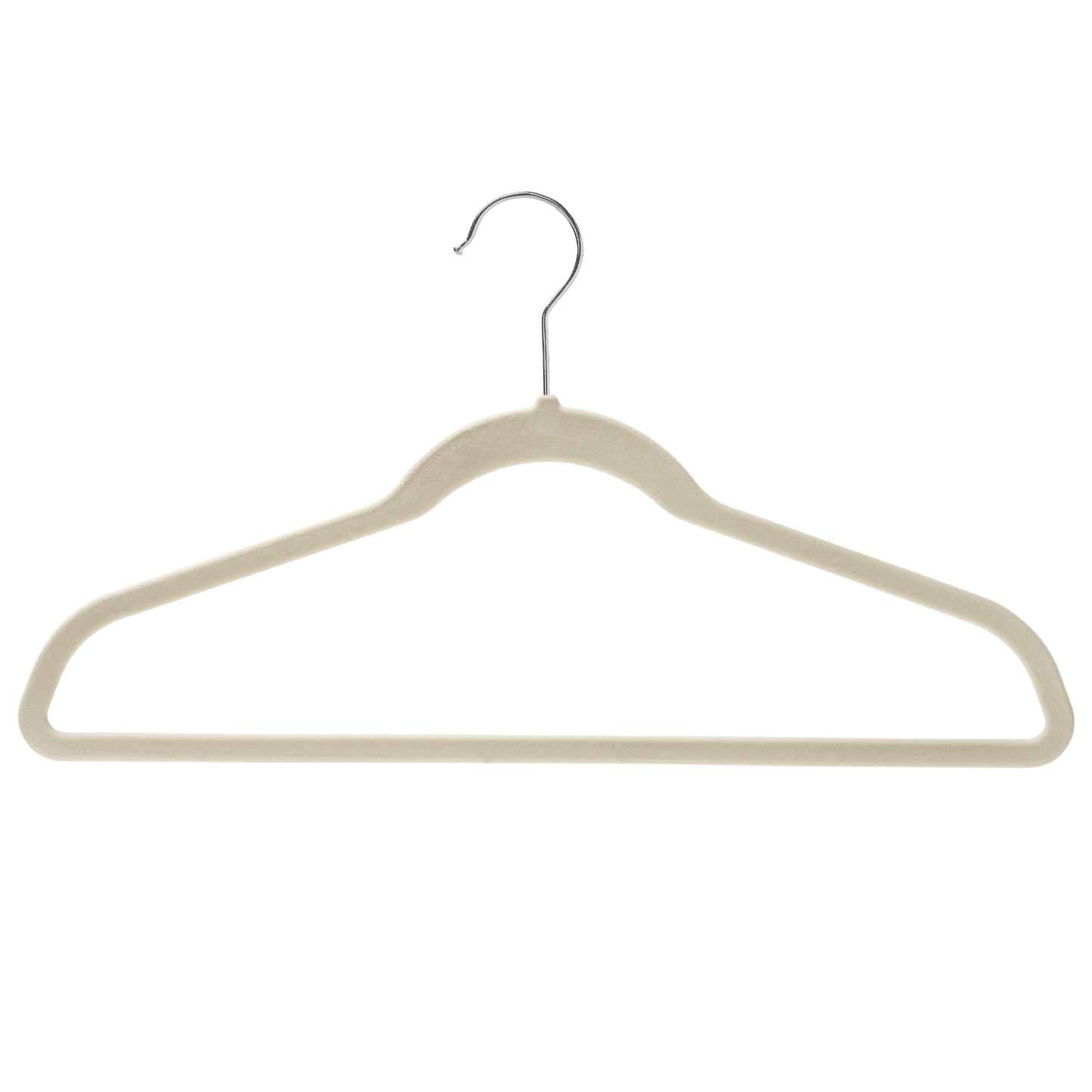 Ivory Velvet Coat Hangers - 43cm - With Chrome Hook  (Sold in Bundles of 20/50/100)