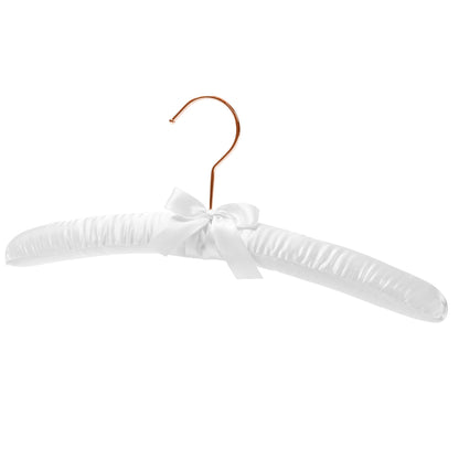 Padded Coat Hangers With Rose Gold Hook - White Satin - 38cm X 45mm Thick (Sold in Bundles of 20/50) - Hangersforless