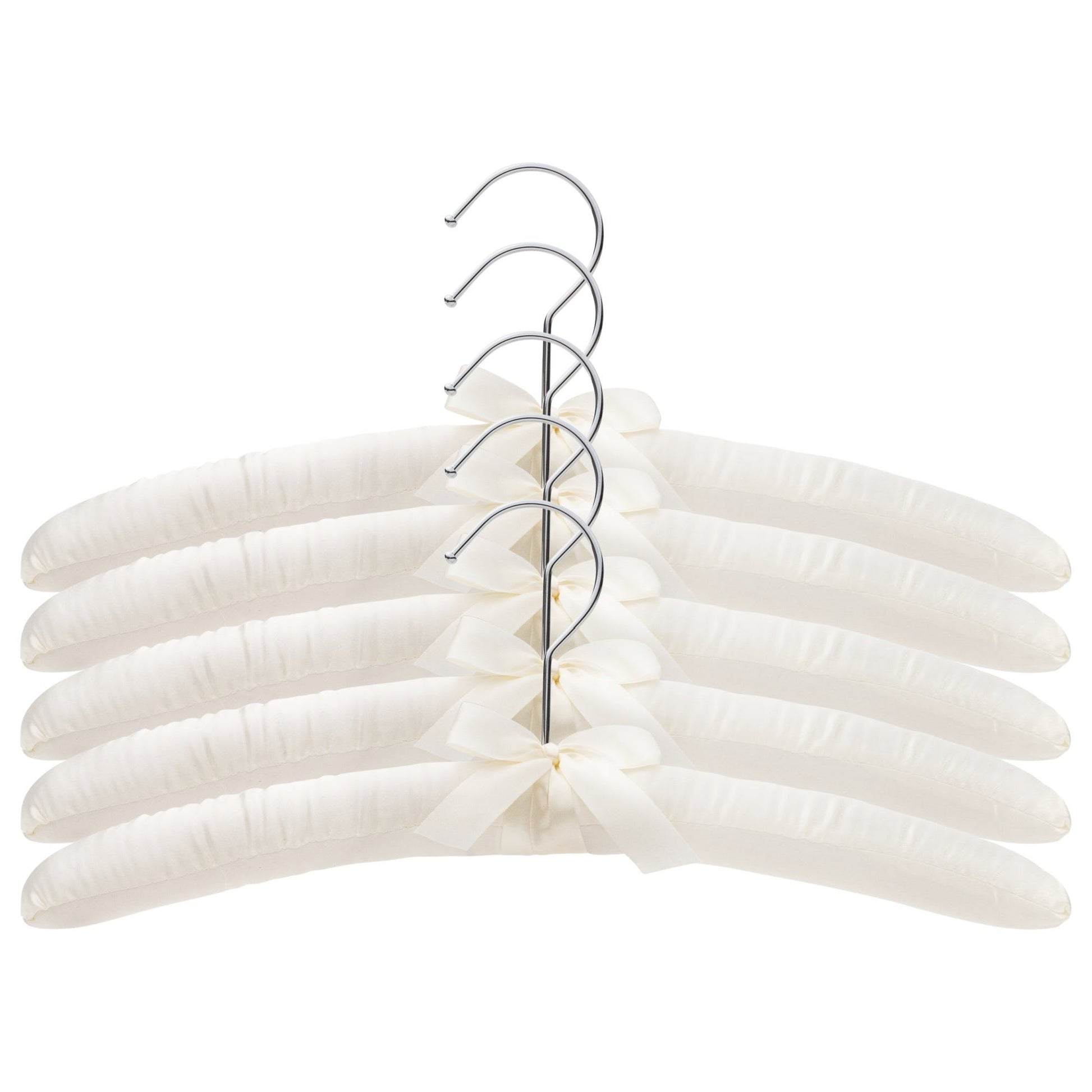 Padded Coat Hangers With Chrome Hook - Ivory - 38cm X 45mm Thick (Sold in Bundles of 20/50) - Hangersforless