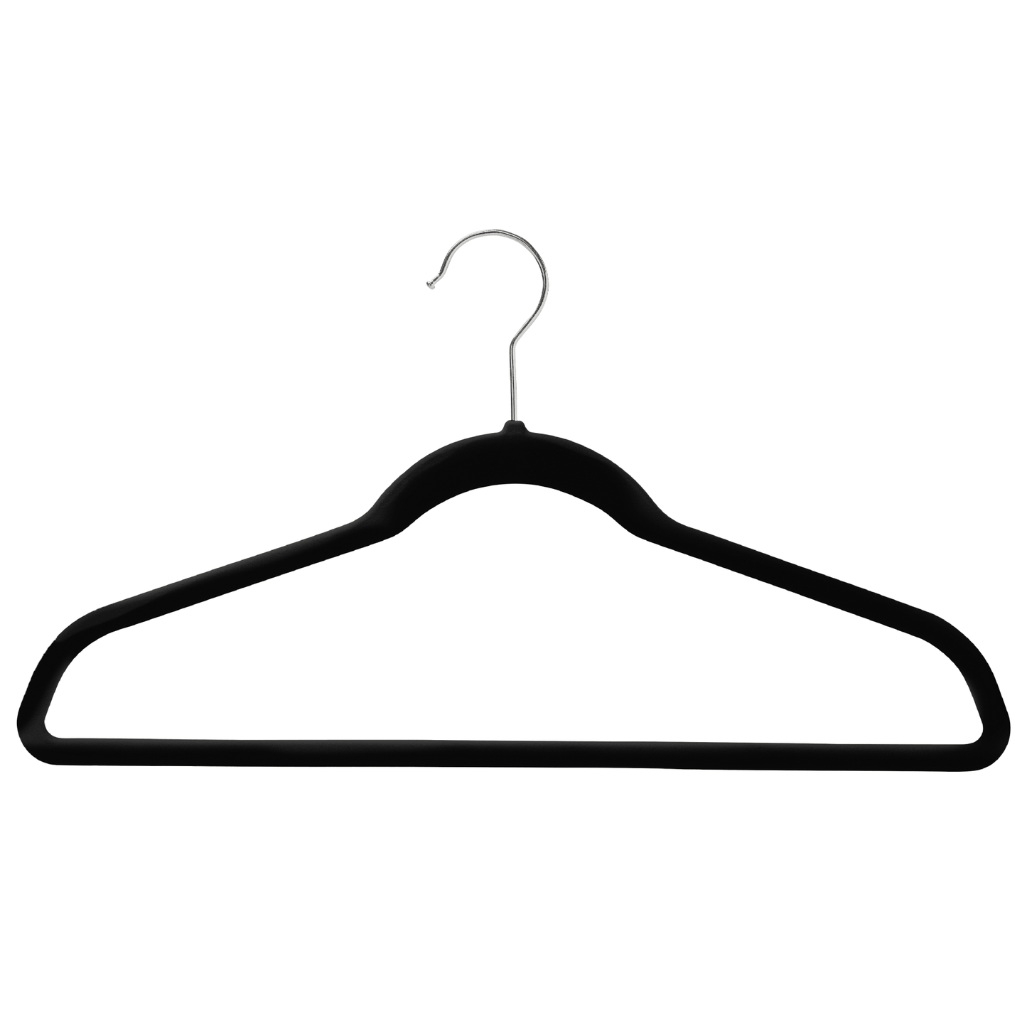 Black Velvet Coat Hangers - 43cm - With Chrome Hook  (Sold in Bundles of 20/50/100)