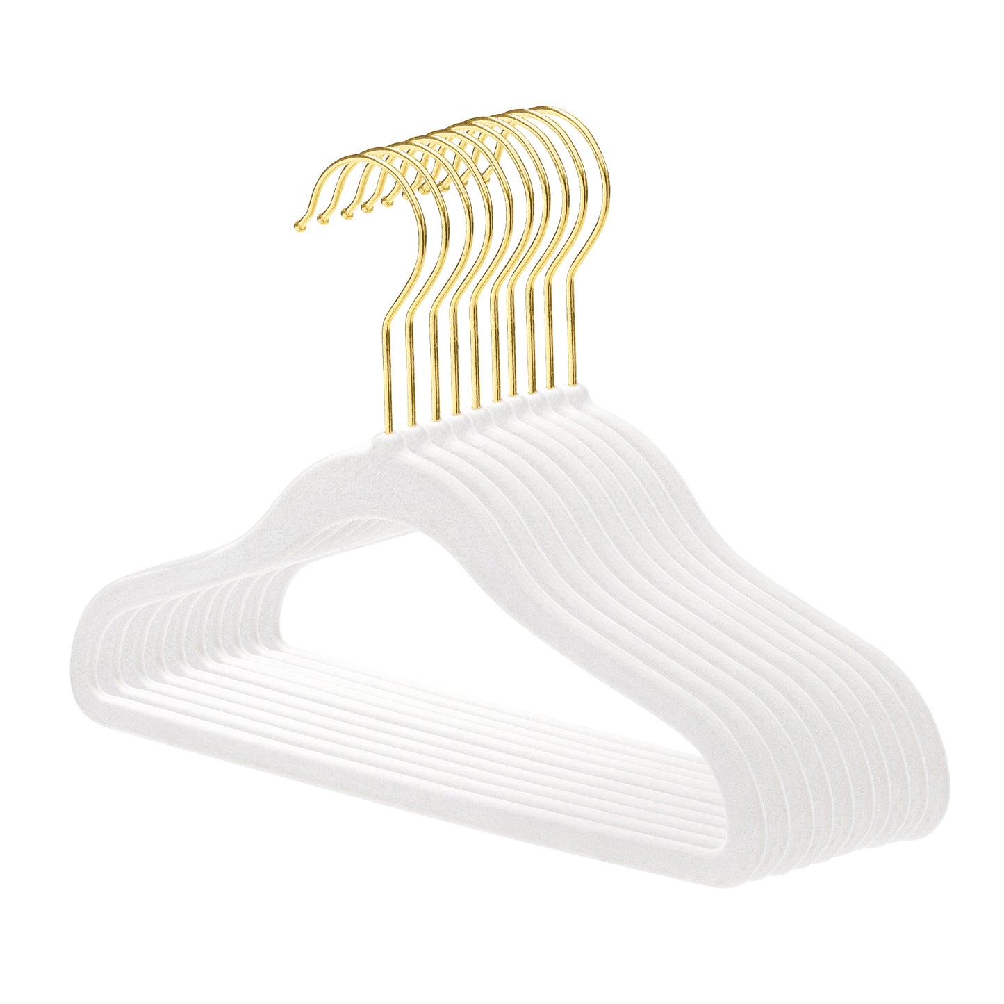 Baby Size White Velvet Coat Hangers - 30cm - With Gold Hook  (Sold in Bundles of 50/100)