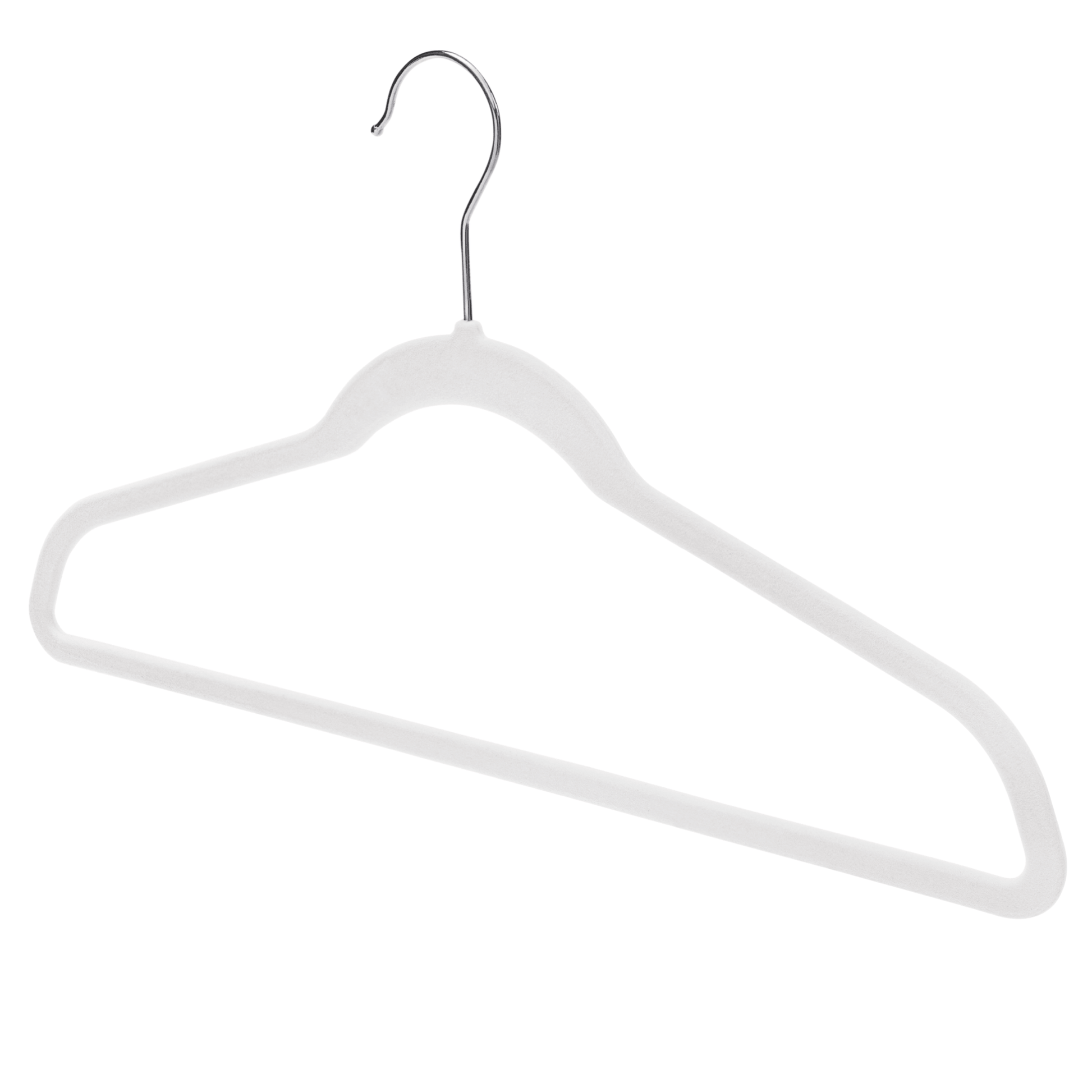White Velvet Coat Hangers - 43cm - With Chrome Hook (Sold in Bundles of 20/50/100) - Hangersforless