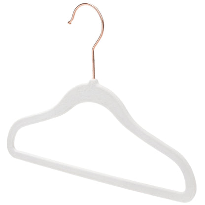Baby Size White Velvet Coat Hangers - 30cm - With Rose Gold Hook  (Sold in Bundles of 20/50/100)