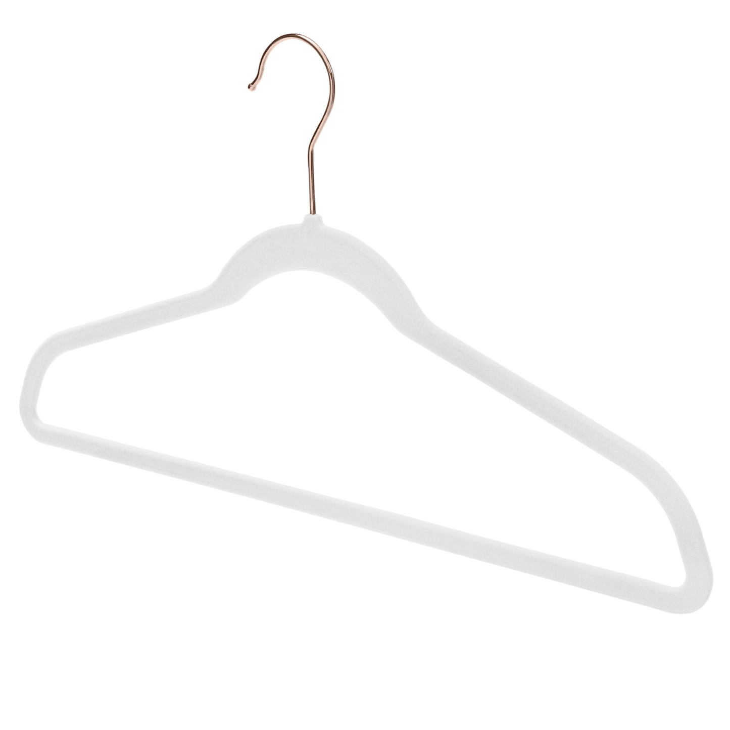 White Velvet Coat Hangers - 43cm - With Rose Gold Hook (Sold in Bundles of 20/50/100) - Hangersforless