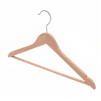 Premium European Beech Wood Coat Hanger with Bar - 44.5cm X 12mm Thick (Sold in 10/20/50)
