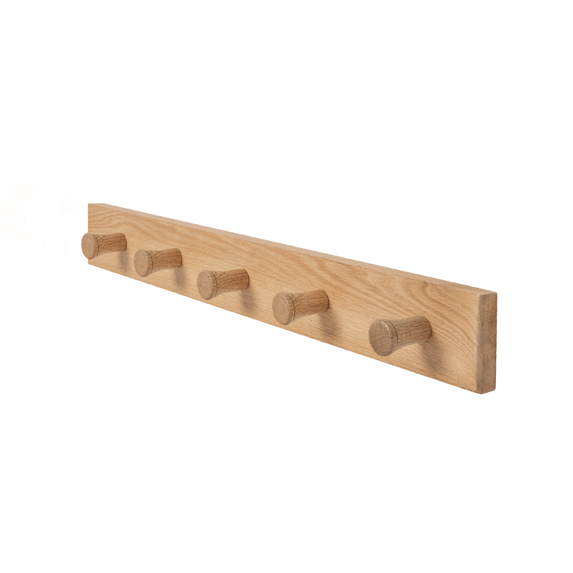 Wall Mounted Coat Hanger -Solid Oak - (5 Extra Thick Non Slip Pegs 108cm Long X 8.5cm Wide) - Hangersforless