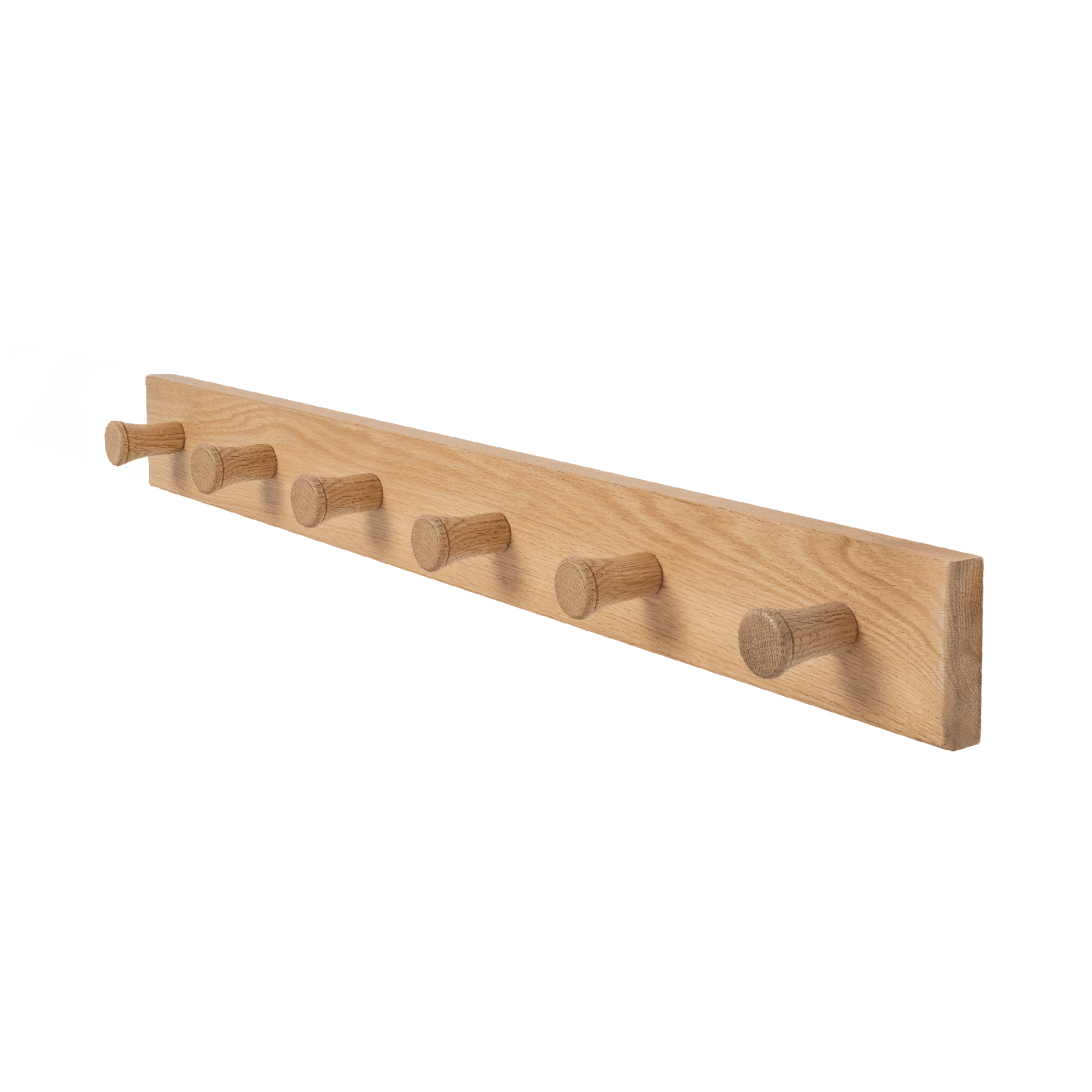 Wall Mounted Coat Hanger -Solid Oak - (6 Extra Thick Non Slip Pegs 108cm Long X 8.5cm Wide) - Hangersforless