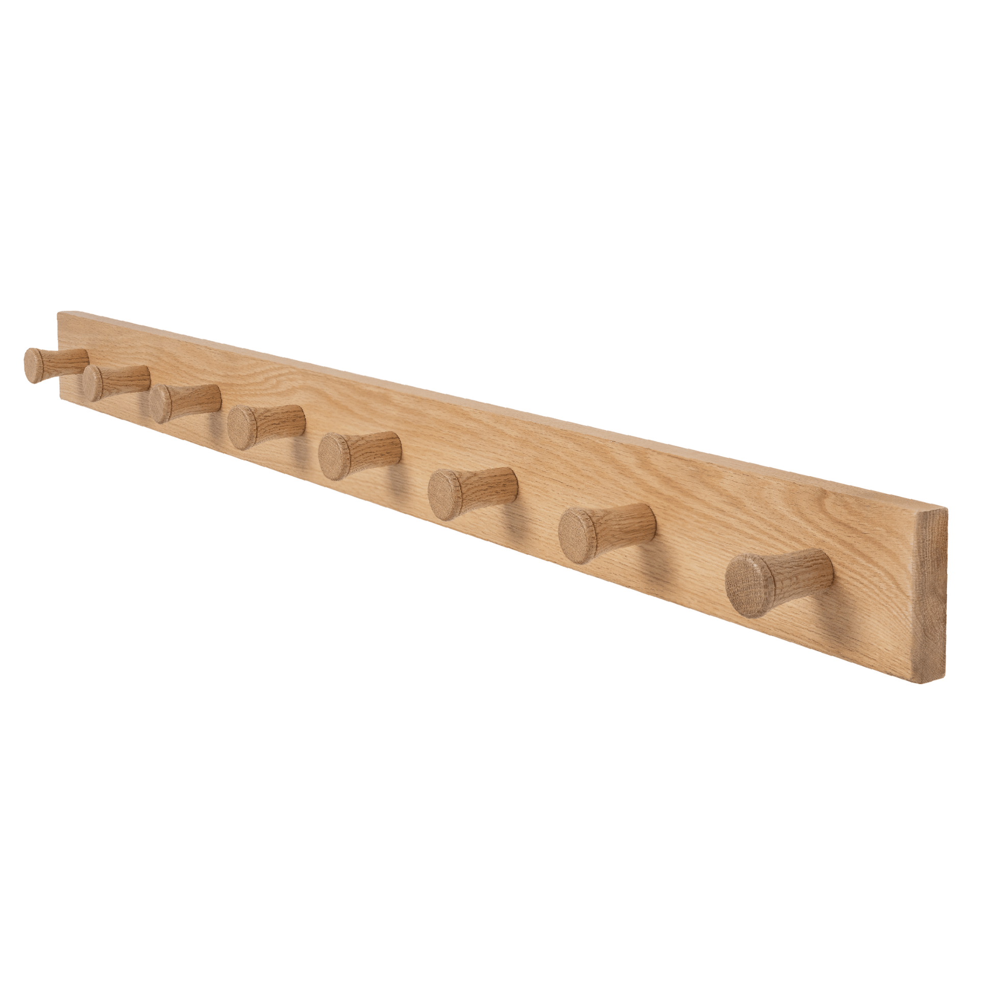 Wall Mounted Coat Hanger -Solid Oak - (8 Extra Thick Non Slip Pegs 108cm  Long X 8.5cm Wide) - Hangersforless