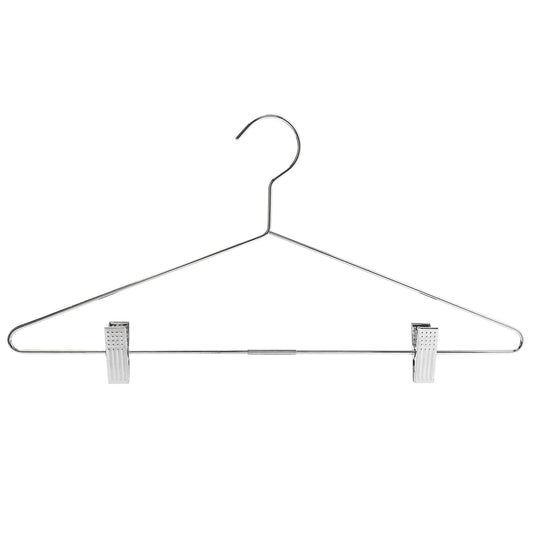 Metal Clothes Hanger With Clips - 43CM X 3.5mm Thick - (Sold in Bundles of 25/50/100)