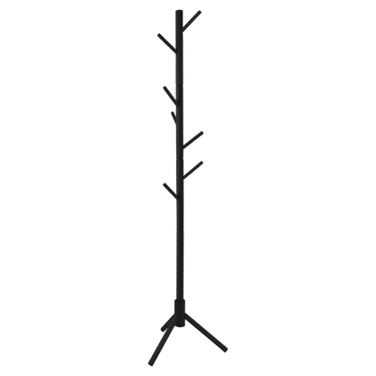 Black Wood Coat Rack Stand, 8 Hooks - Solid Oak - Easy Installation - Hangersforless