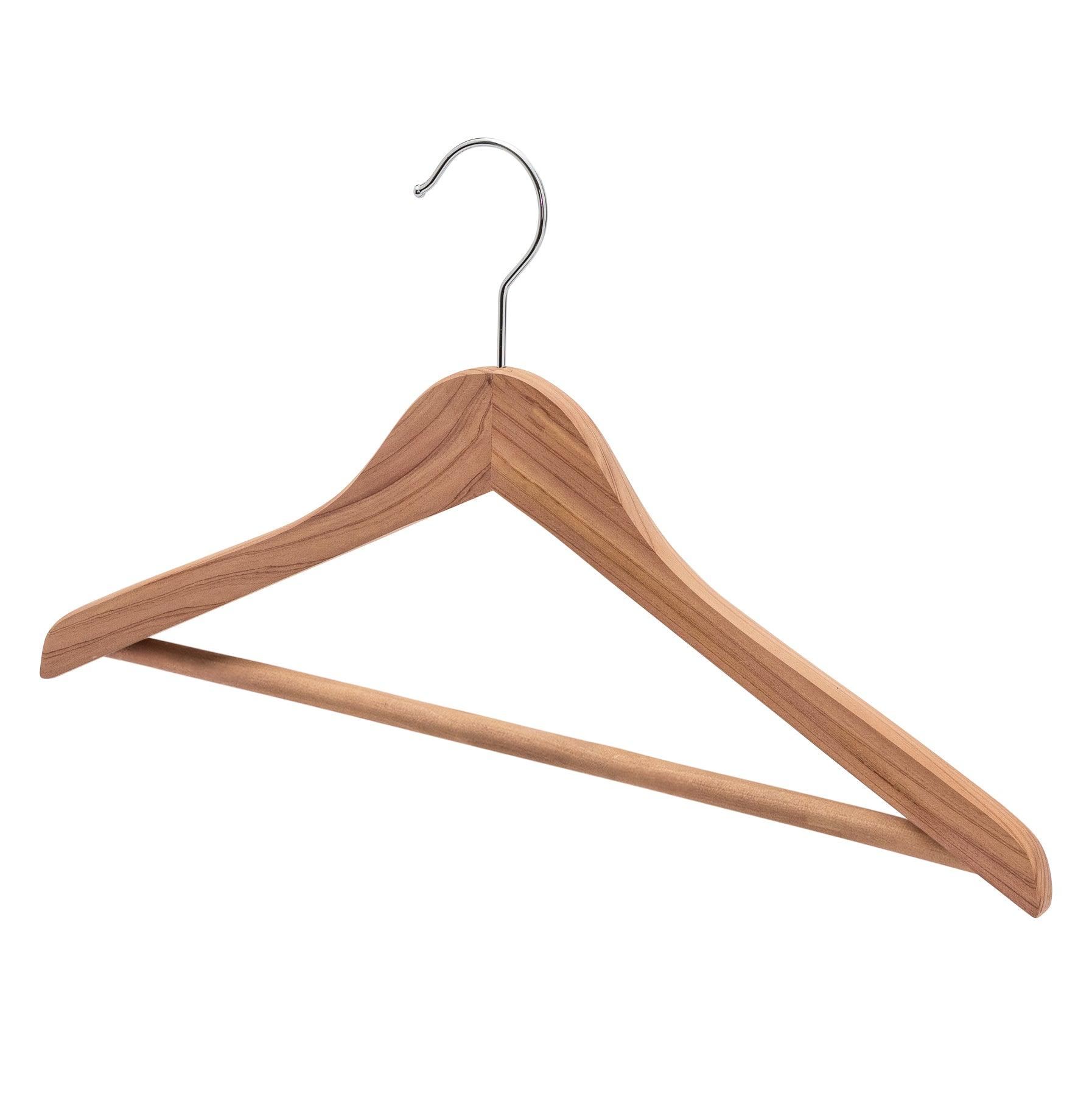 Premium Red Cedar Coat Hanger With Bar - 43cm X 12mm Thick (Sold in Bundles of 10/20/50) - Hangersforless