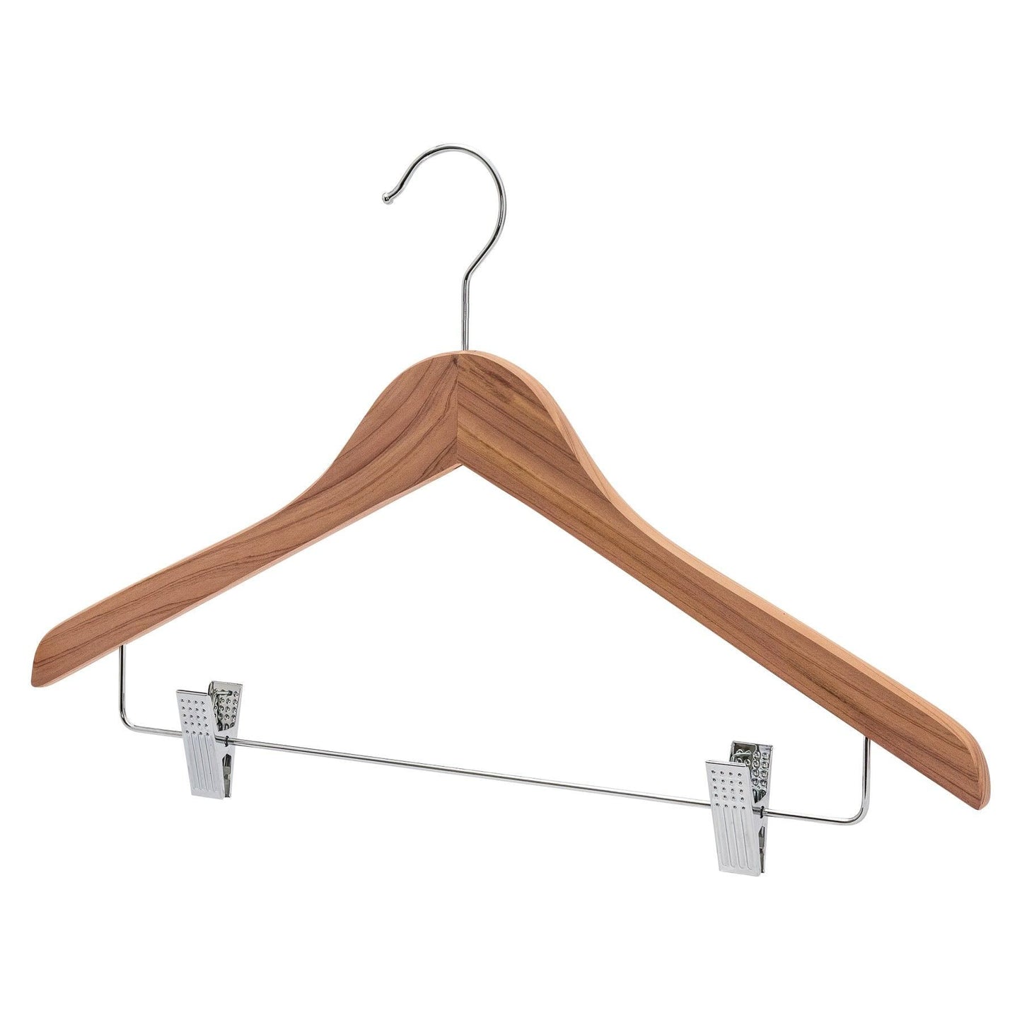 Premium Red Cedar Combination Hanger With Clips - 43cm X 12mm Thick (Sold in Bundles of 10/25/50) - Hangersforless