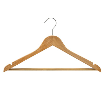 Natural Wood Suit Hangers With Bar - 43cm X 12mm Thick (Sold in 25/50/100) - Hangersforless