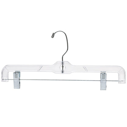 Clear Plastic Pant Hanger - 35.5cm - With Clips (Sold in Bundles of 25/50/100) - Hangersforless