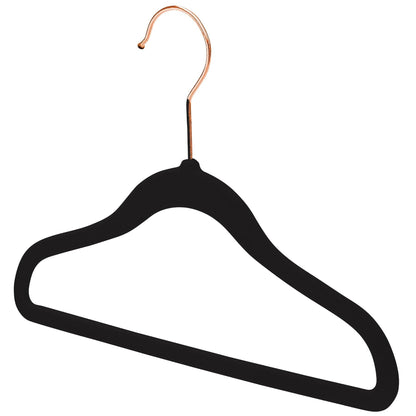 Baby Size Black Velvet Coat Hangers - 30cm - With Rose Gold Hook  (Sold in Bundles of 20/50/100) - Hangersforless