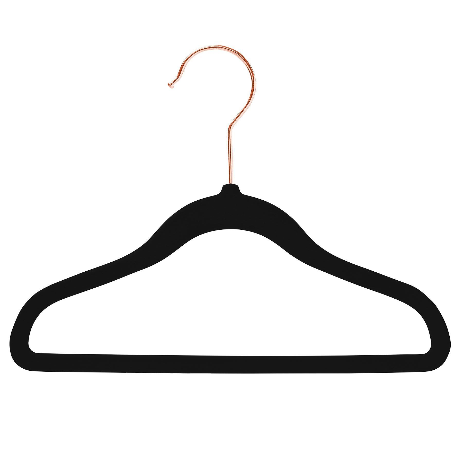 Baby Size Black Velvet Coat Hangers - 30cm - With Rose Gold Hook  (Sold in Bundles of 20/50/100) - Hangersforless