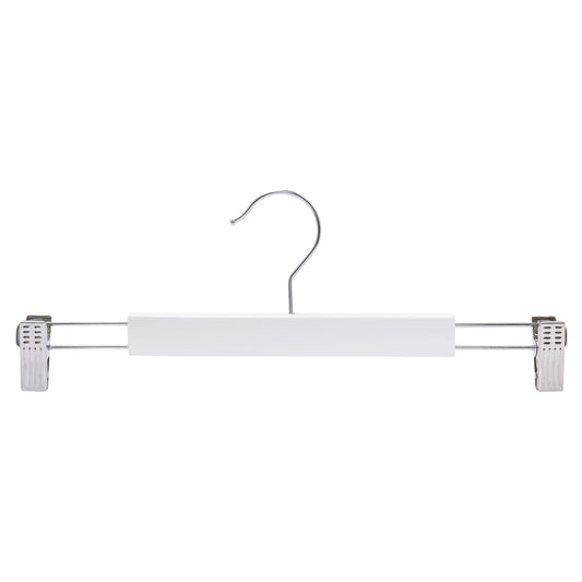 White Wooden Pant Hanger With Clips 35.5cm X 12mm Thick (Sold in 25/50/100) - Hangersforless