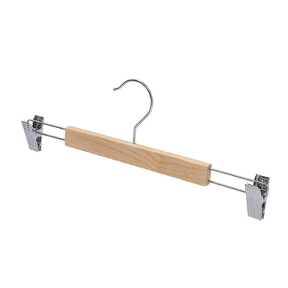 Premium Raw Wood Pant Hanger with NO Varnish With Clips - Fine Polished Surface - 35cm X 12mm Thick Sold in Bundle of 20/50/100 - Hangersforless