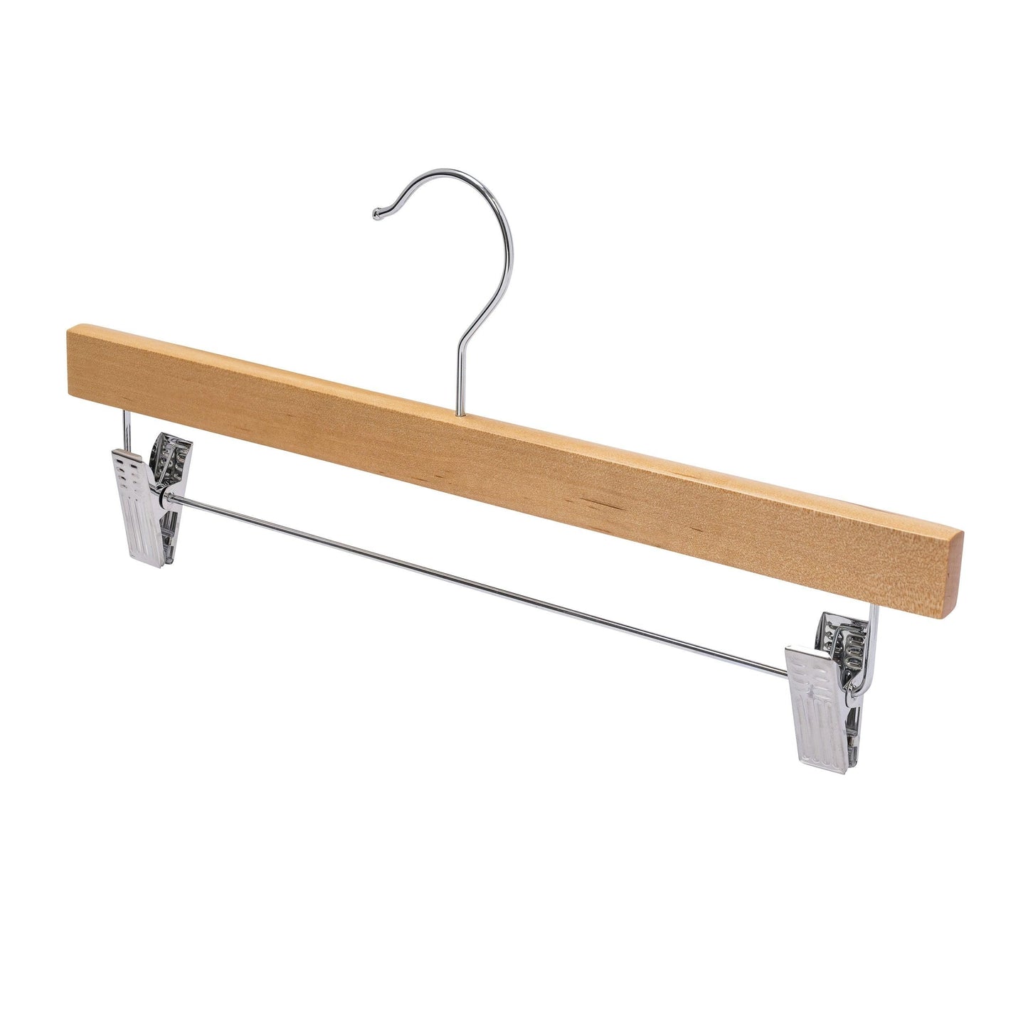 Natural Wood Hangers With Clips 35.5cm X 12mm Thick (Sold in 25/50/100) - Hangersforless