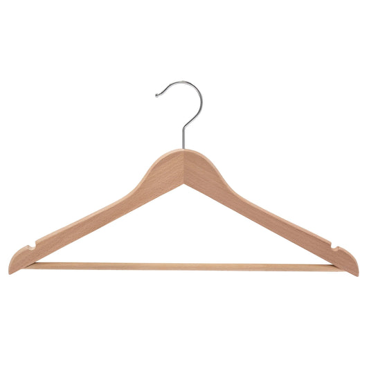 European Beech Wood Coat Hanger NO Varnish - 43CM X 15mm Thick (Sold in 10/20/50) - Hangersforless