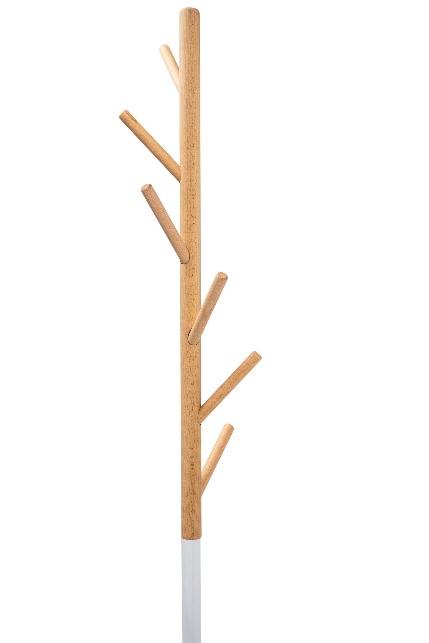 Coat Rack Stand With Heavy Duty White Metal & Solid Beech Wood Pole - Solid Marble Base - Hangersforless