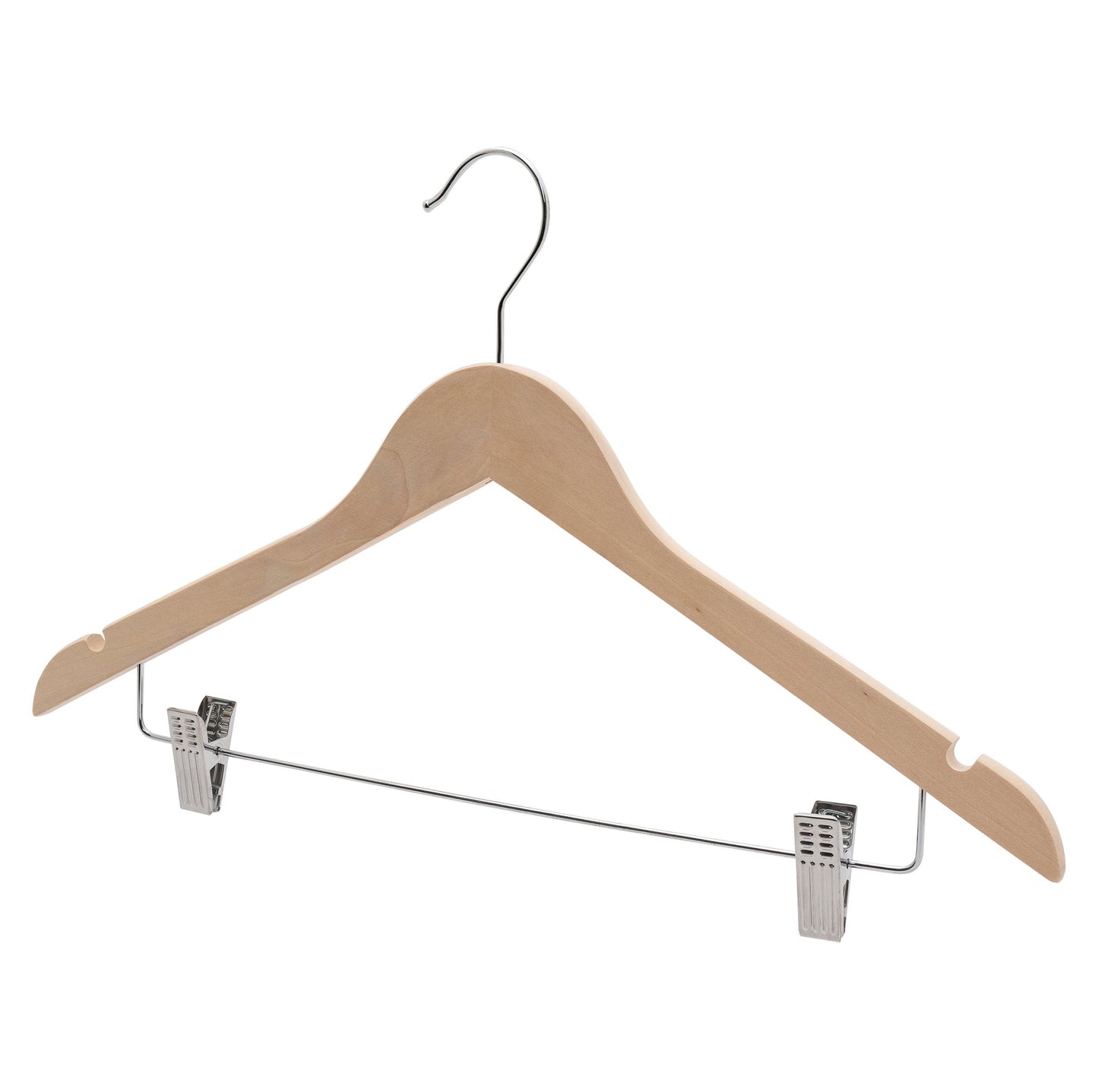 Premium Wooden Combination Hanger with NO Varnish - Very Fine Polished Surface - 44.5cm X 12mm Thick Sold in Bundle of 25/50/100 - Hangersforless