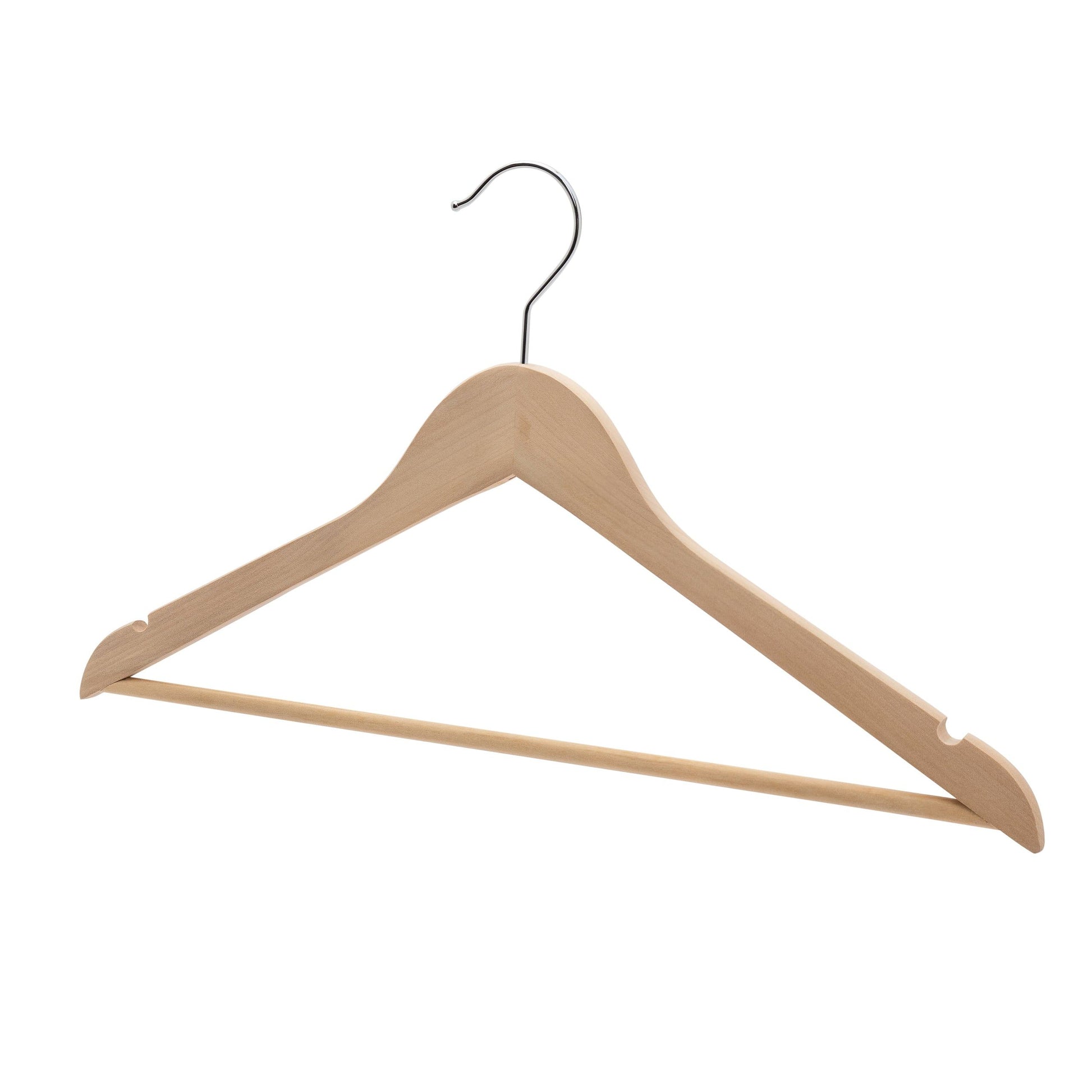 Premium Wooden Coat Hanger NO Varnish - Fine Polished Surface - 44.5cm X 12mm Thick Sold in 25/50/100 - Hangersforless