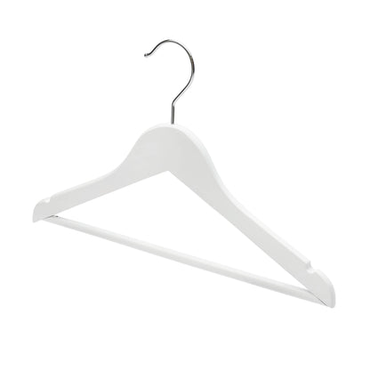 36cm Kid Size White Wood Hanger W/Bar (Sold in Bundles of 25/50/100) - Hangersforless