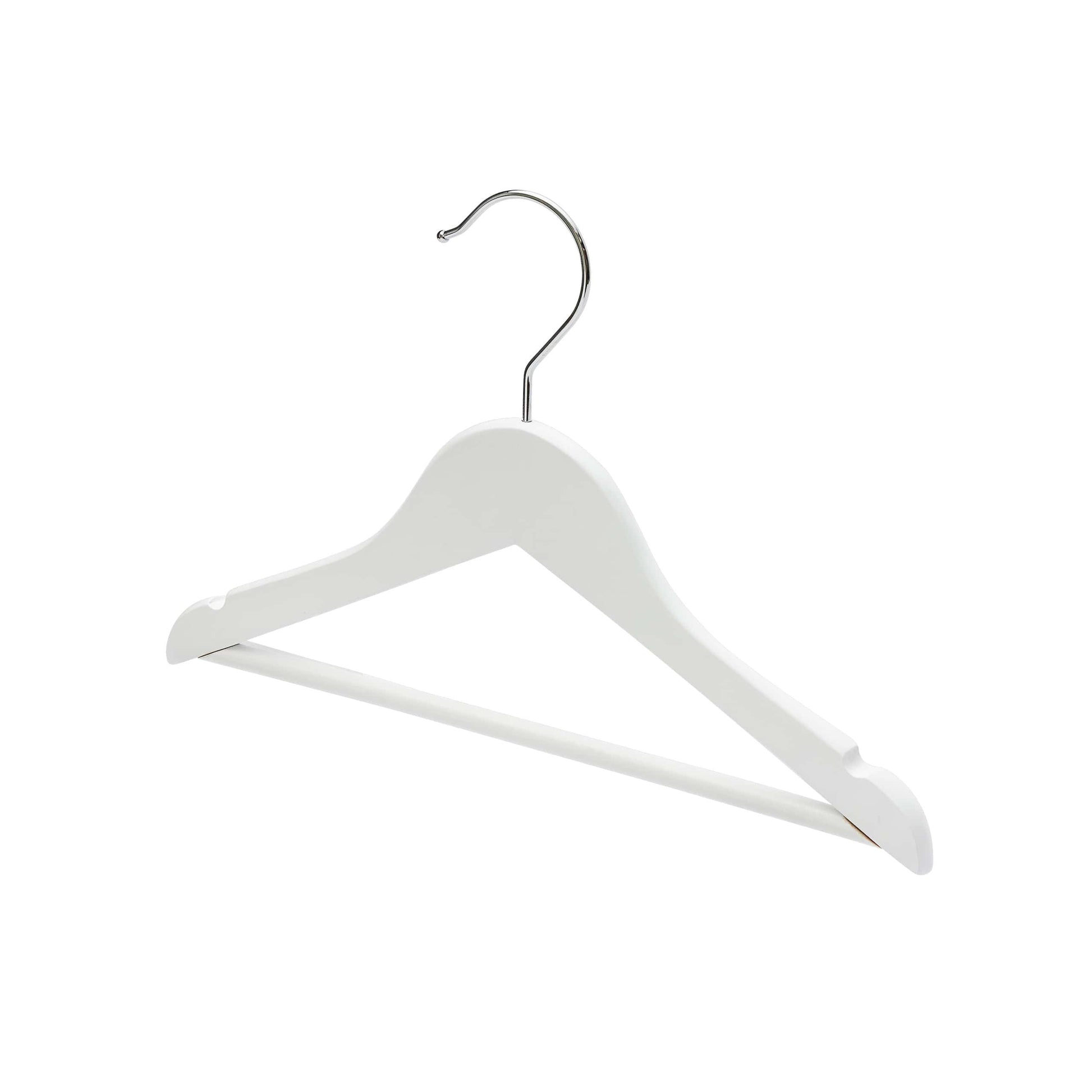 30.5cm Kid Size White Wood Hanger With Bar (Sold in Bundles of 25/50/100) - Hangersforless