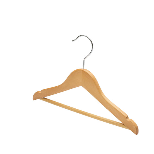 30.5cm Kid Size Natural Wood Hanger with Bar (Sold in Bundles of 25/50/100) - Hangersforless