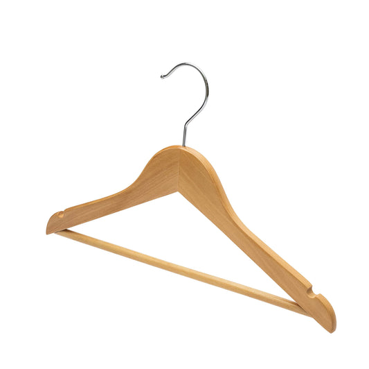 36cm Kids Size Beech Wooden Hanger W/Bar(Sold in Bundles of 25/50/100) - Hangersforless