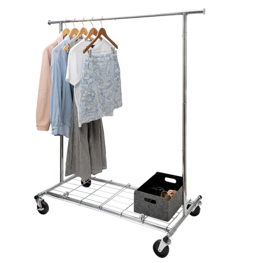 Standard Metal Clothes Rack -100kgs Weight Capacity - Removable Bottom Metal Frame - Hangersforless
